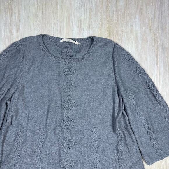 Soft Surroundings Gray Round Neck Cable Knit Warm Cozy Pullover Sweater Plus 1X - Picture 2 of 13